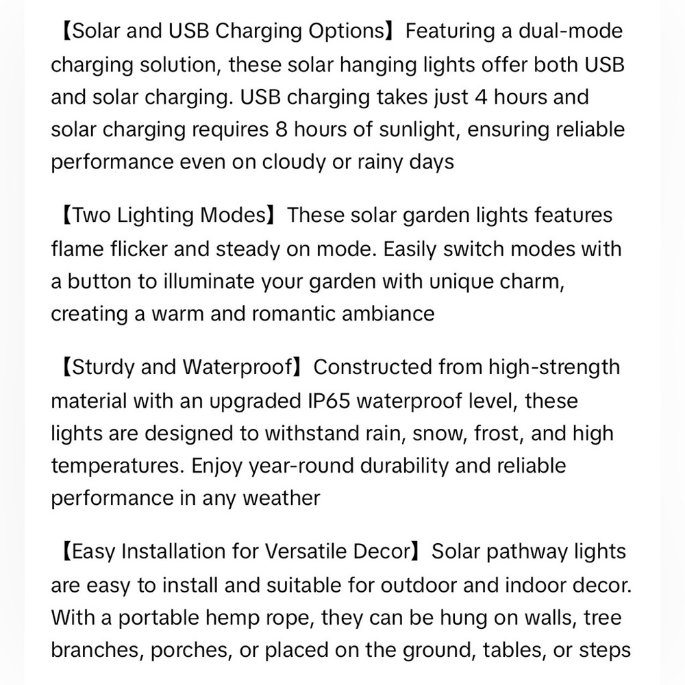 Flame Lamp Solar Energy Lantern - Yellow Flame Design — Set of 4 - Picture 6 of 7